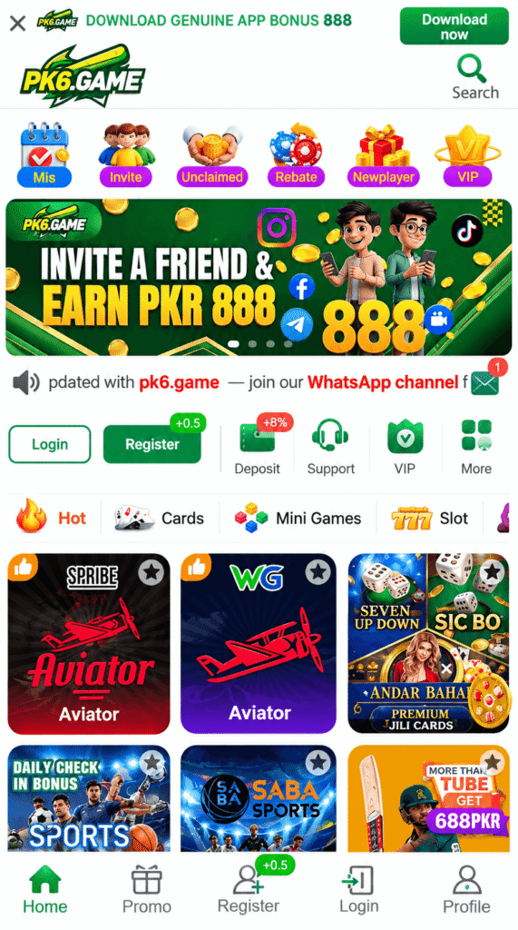 pk6 game home screen
